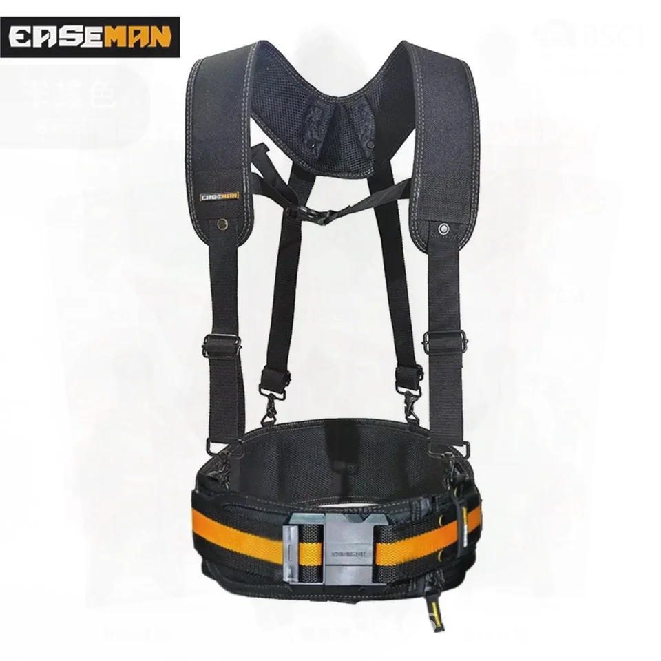 Wytrzymałe szelki do pasa narzędziowego z kieszeniami na gwoździe, regulowane wsparcie lędźwiowe, wielofunkcyjne szelki narzędziowe dla stolarza i elektryka.
