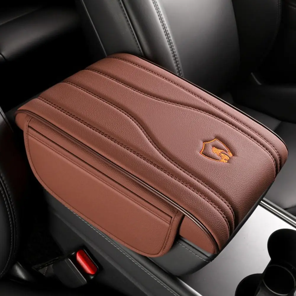 PU Leather Car Armrest Mat with Storage Bag Memory Foam Armrest Cushion Wear-resistant Multifunctional