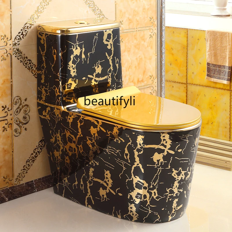 

European creative retro gold toilet household bathroom super whirlpool black classical toilet deodorant toilet