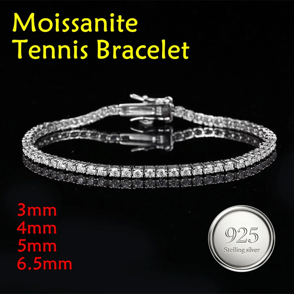 3mm D Color VVS1  Moissanite Tennis Bracelets for Women Men Lab Diamond with GRA Wedding Jewelry S925 Sterling Silver Bracelet