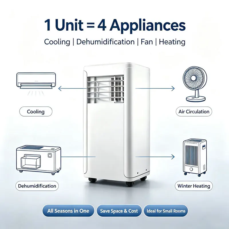 Cross-border E-commerce EU/UK-Standard Electric Portable Mobile Air Conditioner with Cooling & Heating