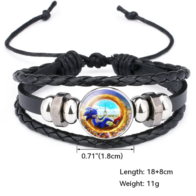 Cartoon Anime Cartoon Sonic The Hedgehog Black Multi-layer Bracelet for Men Women Braided Summer Bracelet New Trend Jewelry