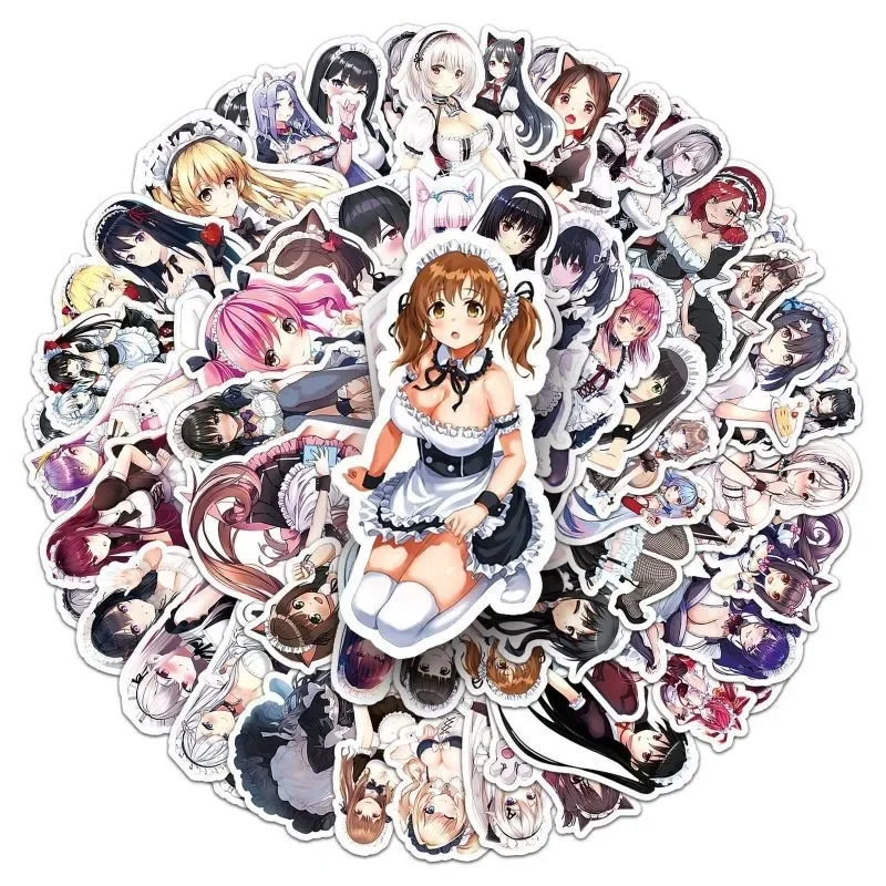 10/25/50pcs Giapponese Kawaii Cameriera Adesivi Del Fumetto Otaku FAI DA TE Casco Moto Ragazza Carina Decalcomanie Impermeabile Graffiti adesivi