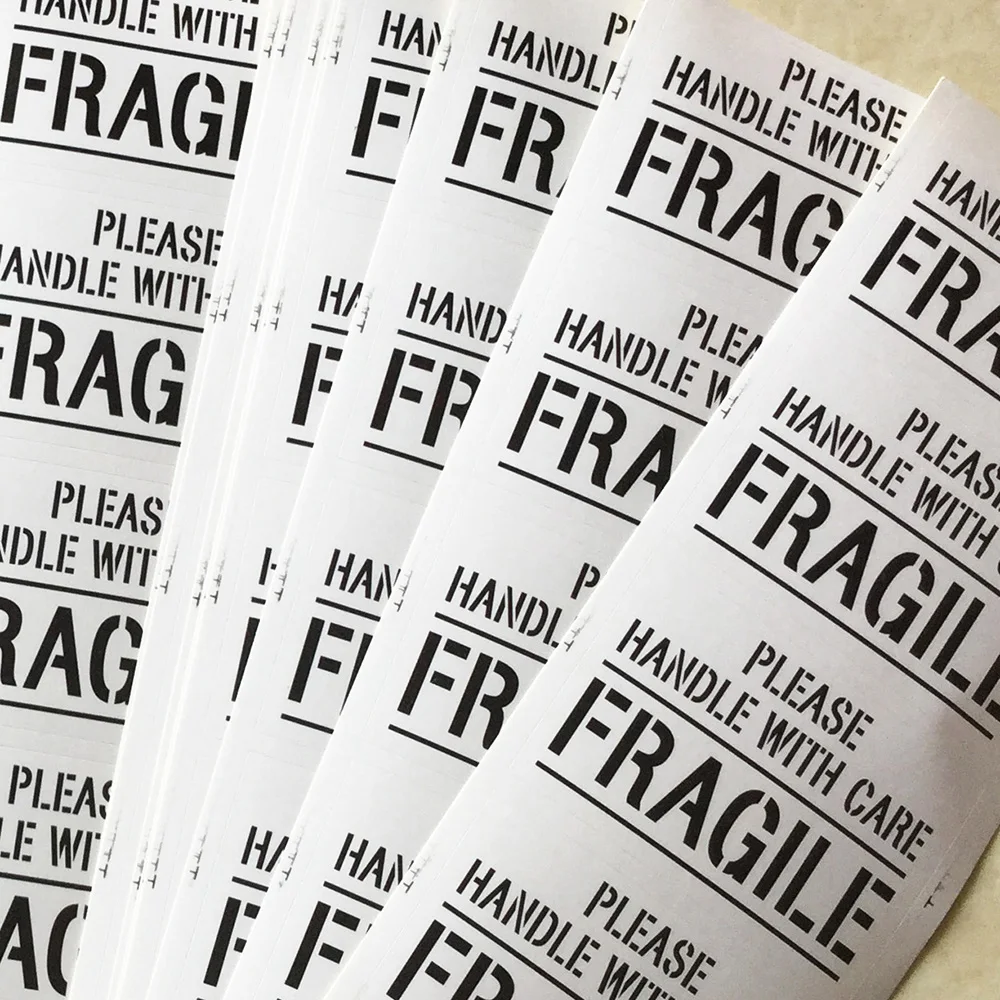 300pcs 6x4cm PLEASE HANDLE WITH CARE FRAGILE Shipping Safety Reminder Sticker Protect Cargo By Simple Damage Warning Label