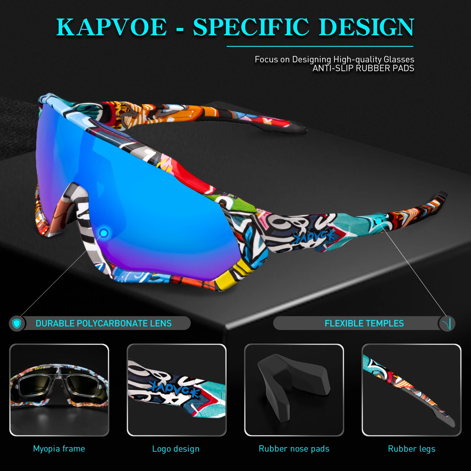 Kapvoe Cycling Sunglasses UV400 Men Bike Sunglasses MTB Eyewear Outdoor Sport Goggles Bike Glasses Oculos De Ciclismo