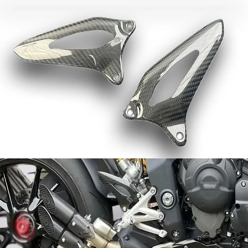 

For Triumph Speed Triple 1200RS 1200RR 2021-2024 Carbon Fiber Motorcycle Accessories Heel Guard Plates Foot Rests