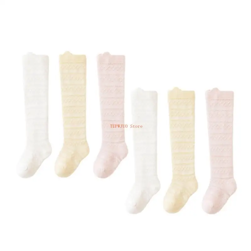 

U50F AntiSlip Mesh Socks Baby Girl Stretchy Over the Knee Socks Kids Breathable Socks