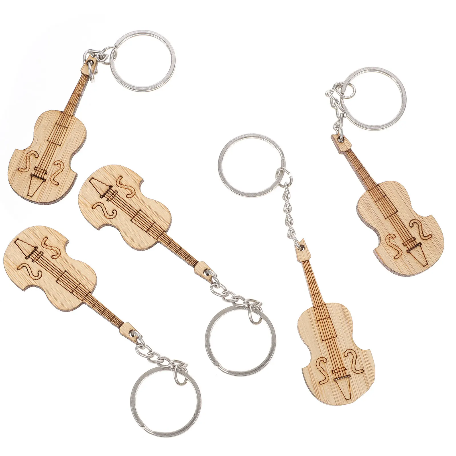 5Pcs Guitar Shaped Keychains Musical Instrument Key Rings Stylish Keychain Accessories for Women Car Keys Bag Decor Thank You