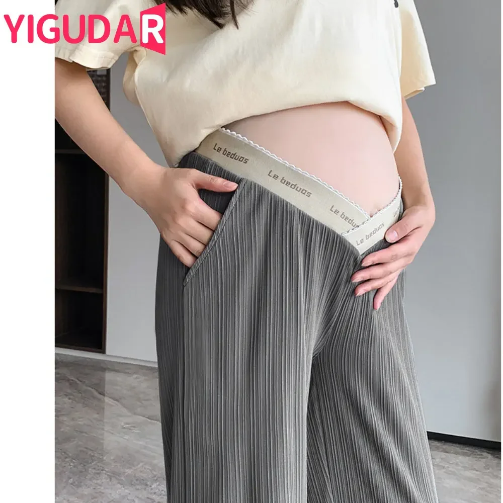 

maternity pants Casual Carrying Pants Pregnant Women's Wide Leg Pants 2023 New Fashion Clothes for Women Maternity Trousers