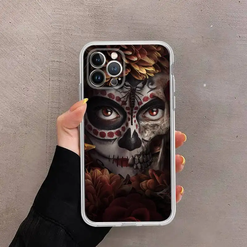 Catrina beautiful rose girl Skull Art Phone Case for iPhone 11 12 13 Mini Pro Max 8 7 6 6S Plus X 5 SE 2020 XR XS Case shell