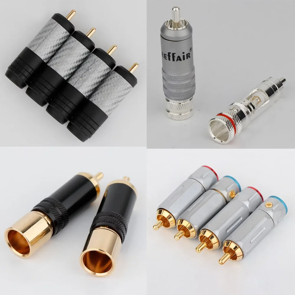 

4pcs RCA series HiFi RCA Connectors Silver/Gold-Plated Female/Male Plugs for Audiophile Speaker/Amplifier cables