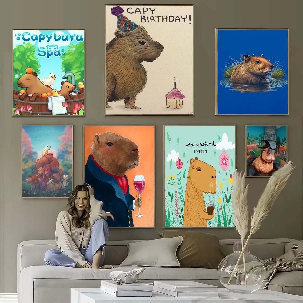 

Capybara Self-adhesive Art Poster Whitepaper Sticker DIY Room Bar Cafe Wall Decor