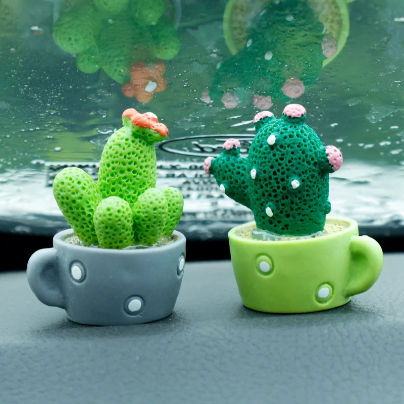 Car Dashboard Cactus Ornament Universal Automotive Interior Portable Cactus Themed Decoration Dashboard Ornament Accessories