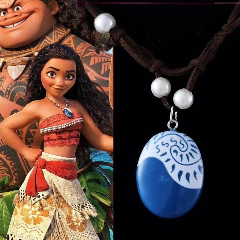 

Disney Anime Princess Moana's Necklace Jewelry Blue Moana Heart of The Ocean Pendant Girls Ladies Cosplay Party Decoration Gift