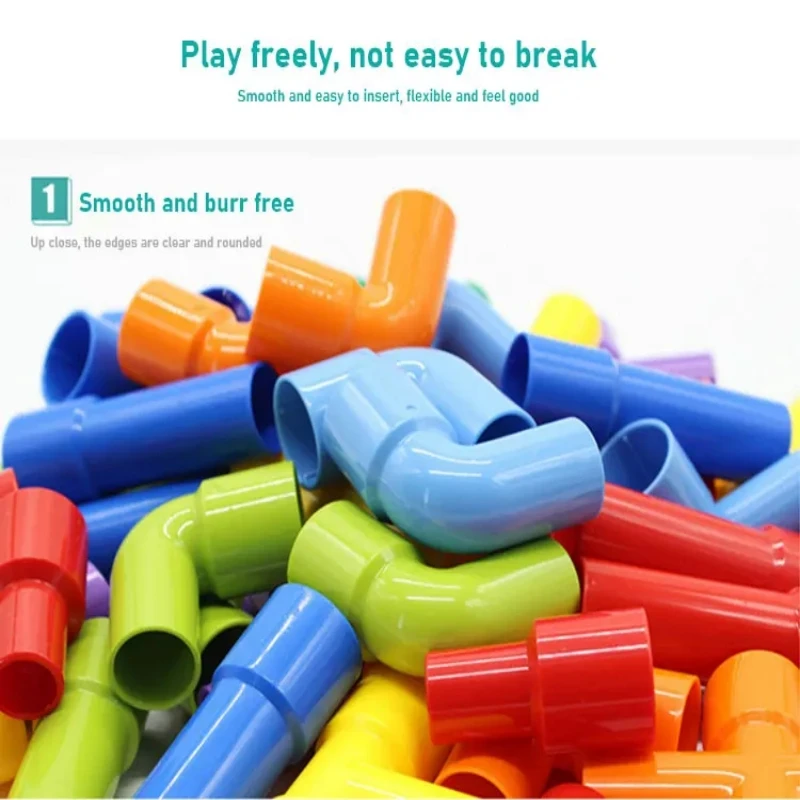 Kolorowe klocki do budowania rur dla dzieci DIY montujące tunel rurociągowy plastikowe elementy konstrukcyjne zabawki edukacyjne dla dzieci prezenty