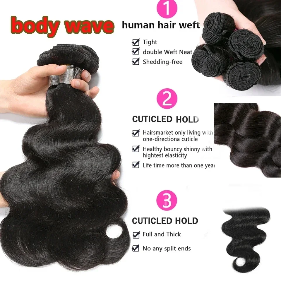 3/4 Bundles 24 26 Inch Bundles Virgin Remy Brazilian Hair Body Wave Human Hair Natural Color 100% Silky Hair Wig Extensions