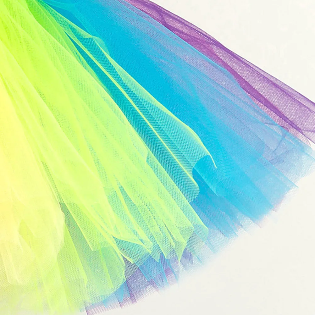 

Kids Rainbow Mesh Dress Baby Girl Tutu Skirt Size S Multilayer Ruffle Elastic Waist Bowknot Ribbon Party Ballet Dance Costume