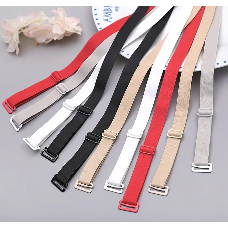 

1 Pair 1cm/1.2cm/1.5cm/1.8cm Underwear Non-slip Bra Straps High Elastic Bra Elastic Plain Bra Straps