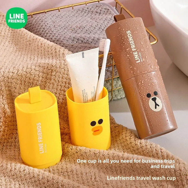 LINE FRIENDS Brown Cony  anime cartoon cute toiletry cup kawaii for home travel portable storage toothbrush case gift wholesale
