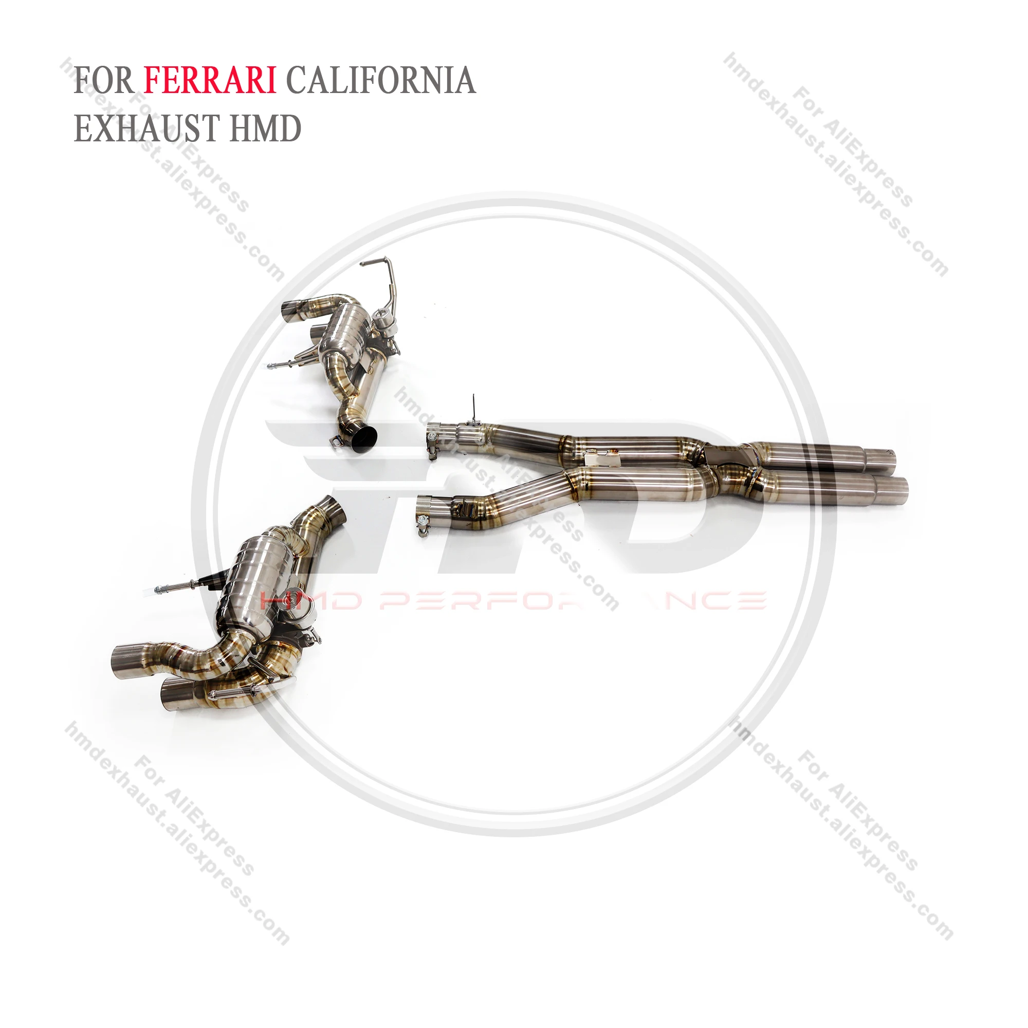 HMD titanium exhaust catback For Ferrari california 4.3L X pipe and valve tail section