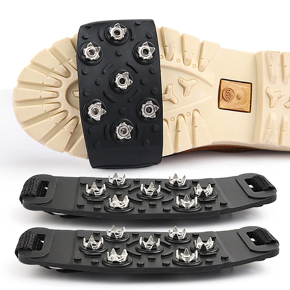 7 Stud Ice Cleats Shoe Spikes Anti Slip Snow Grippers Durable Traction Crampons For Winter Walking Hiking Mountaineering