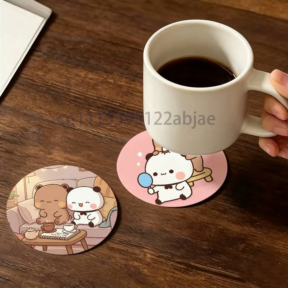 B-Bubu D-Dudu Round Wooden Coaster Decorative Coffee Cup for Use in Coffee Shops Bars