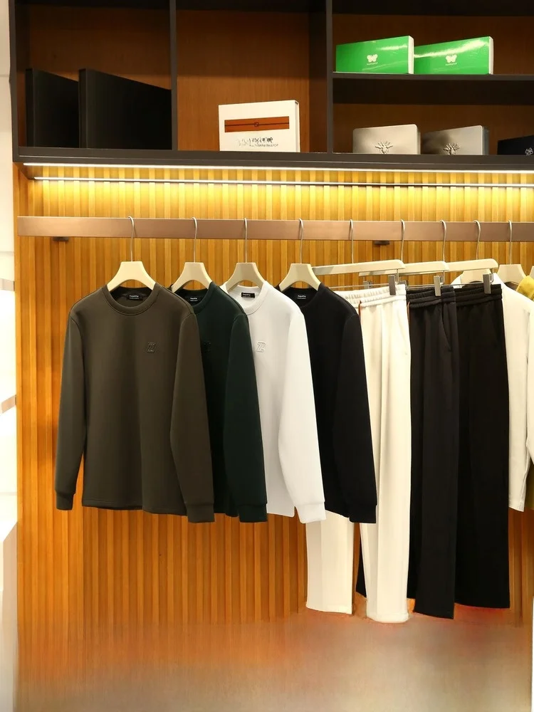 

Italian Luxury Men's round Ne Sweatirt Modal Long Staple Cotton New Autumn High Skin-friendly Comfortable Casual T-irt