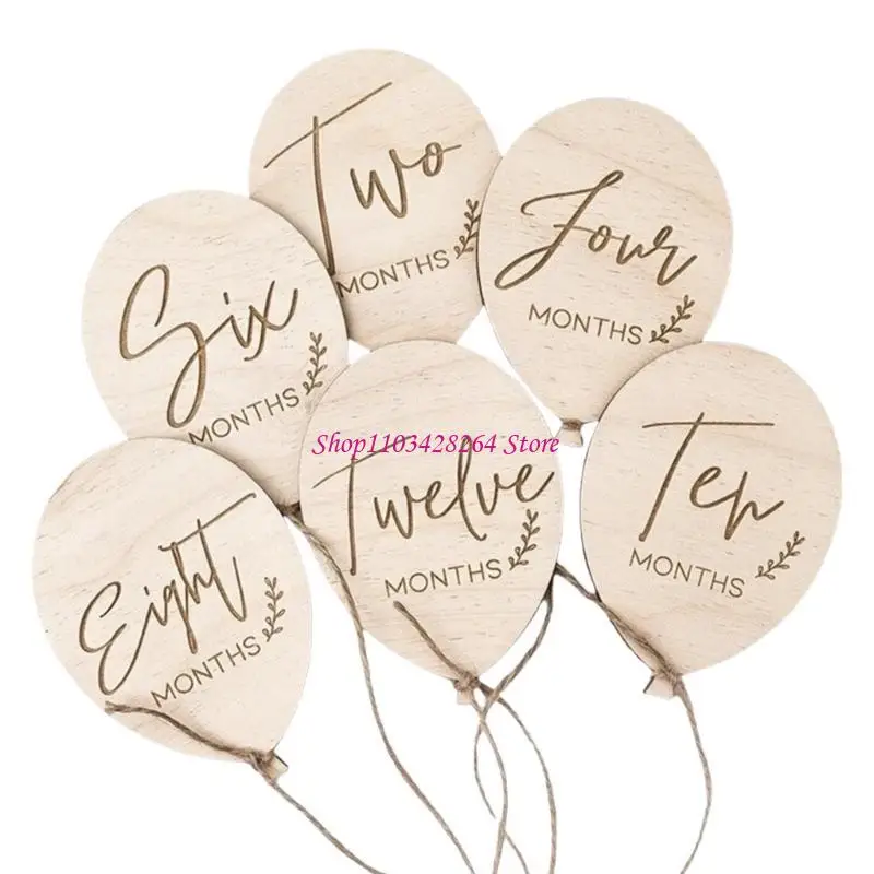 علامات معالم الطفل الخشبية الفريدة من نوعها، بطاقات معالم الطفل الخشبية المزخرفة لتسجيل لحظة النمو للآباء الجدد #4