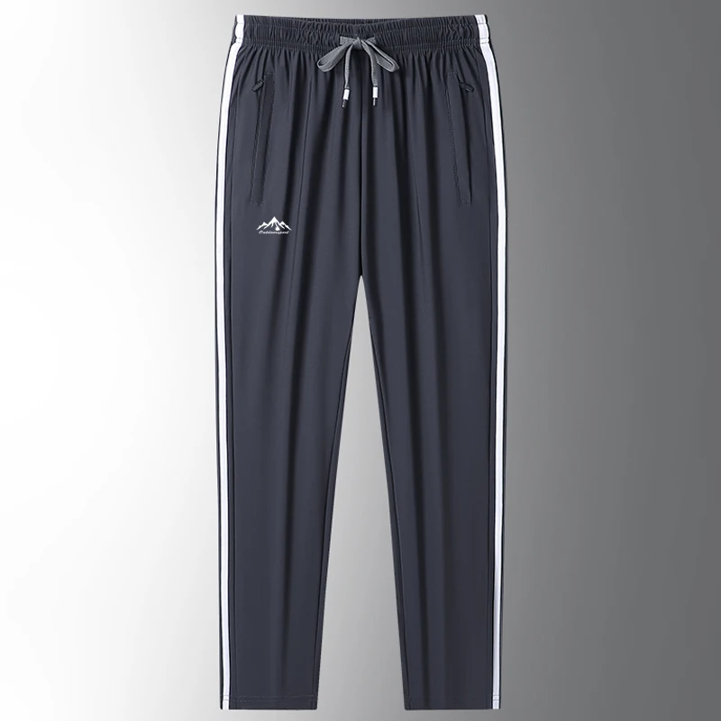 New Men\'s Ice Silk Casual Streetwear Trousers Sweatpants Summer Quick-Drying Gym Joggers Running Sports Work Straight Pants Men