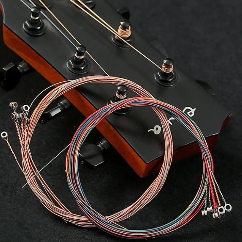 أوتار الجيتار: فوسفور برونزي، ملون، نحاس، مطلي بالفضة، مجموعة واحدة من 1-6 # ، مع قطع الغيار 1-3 #   متضمن كهدية