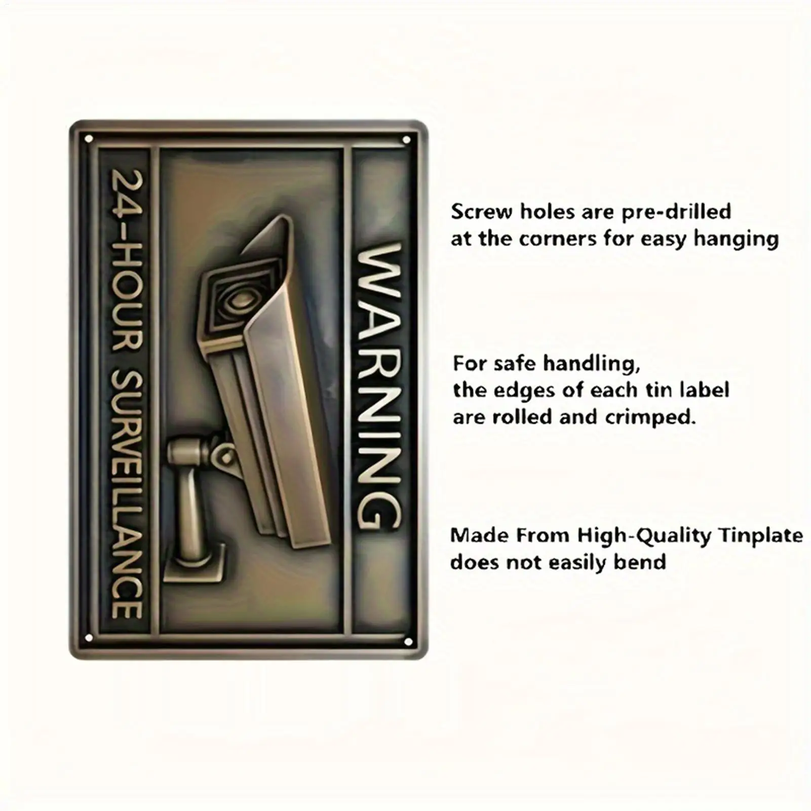 Security Camera Signs Warning No Trespassing Sign Metal Vintage Fade Resistant Video Security Property Signs for Garage Yard