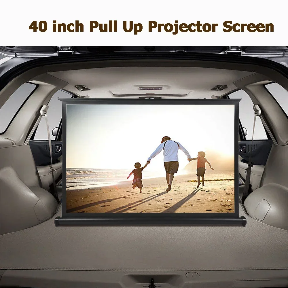 40 pollici Pull Up proiettore portatile schermo HD 16:9 proiezione supporto pieghevole per viaggi campeggio riunione pantalla proyector