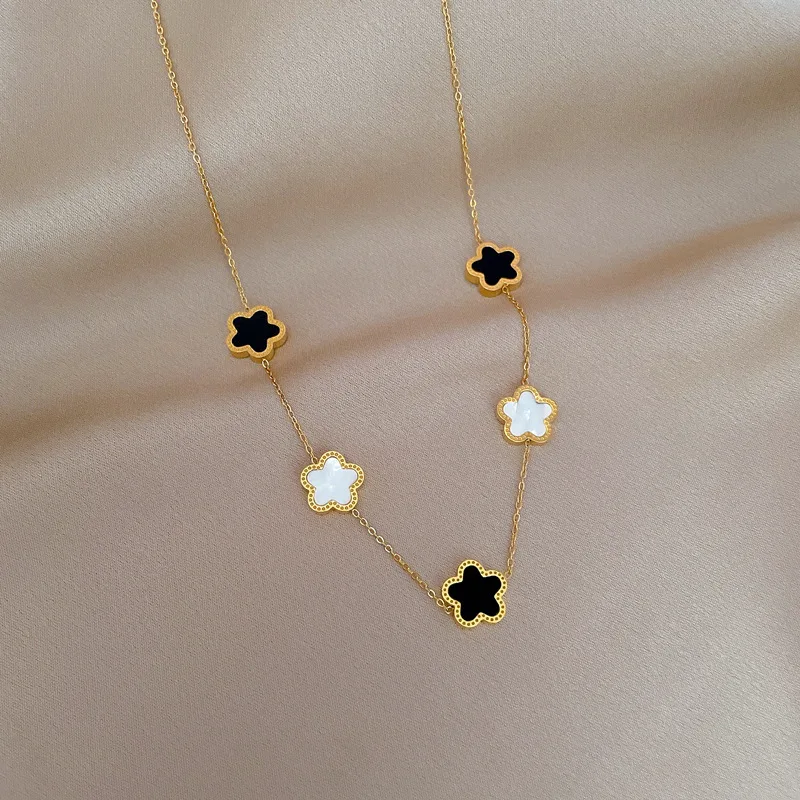 1 Pc Exquisite Star Flower Poinsettia  Luxury Stainless Steel Gold Color Necklace Women Party Prom Daily Gift Jewelry