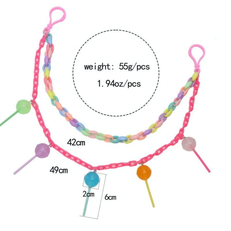 New Rainbow Resin Chain Keychain Women Girls Cut Multicolor Lollipop Waist Chain Acrylic Trousers Chains New Y2K Jewelry Gifts