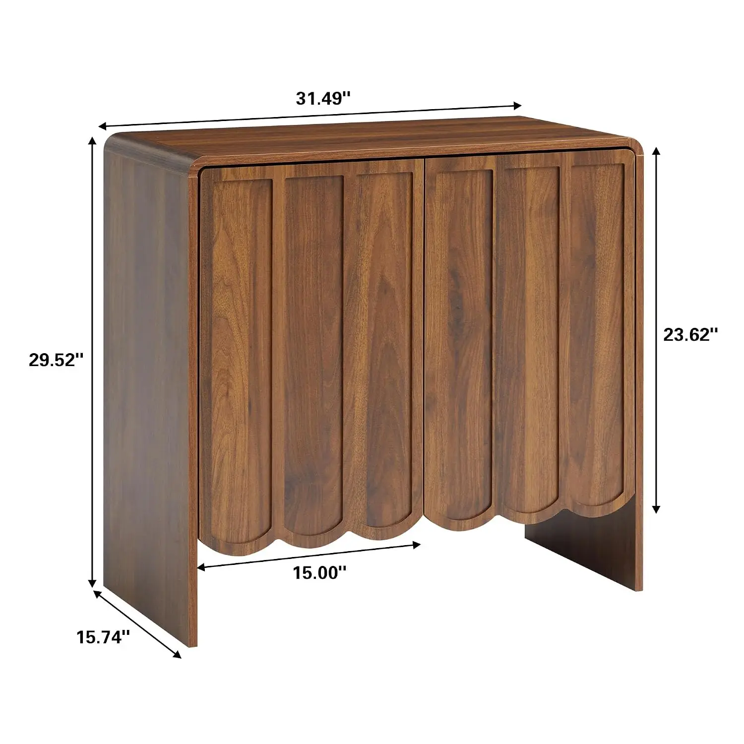 Farmhouse Wood Sideboard Cabinet Set of 2 with 2 Doors Adjustable Shelves Wave Panel Living Dining Room Walnut, Customized