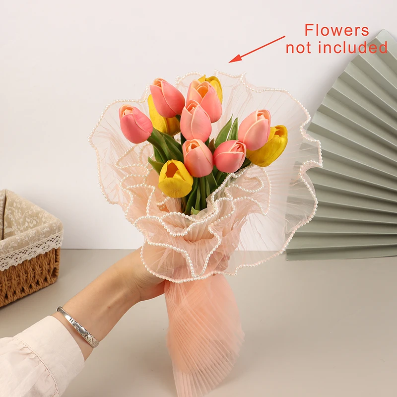 Florist Bouquet Packaging Flower Wrapping Paper Wave Yarn Lace Mesh Valentine's Day Florist Bouquet Gift DIY Supplies 28cmx4M