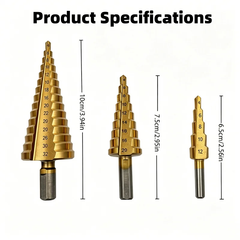 6Pcs Titanium Step Drill Bit & Saw Drill Combo Set, Hex Shank Hole Cutter for Metal Wood Plastic Drilling Cutting Grooving Work