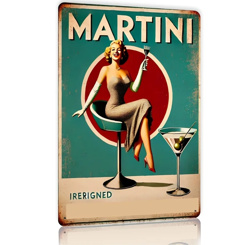 Room Decor  Martini Cocktail  Metal Tin Sign,  Iron Wall Art, Retro Bar Decor, Cafe & Beach Villa Decoration, Classic Cocktail T