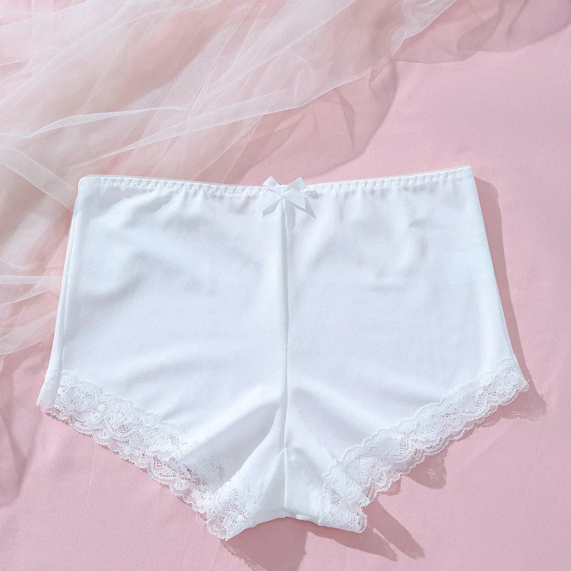 Women White Lace Panties Bow Sexy Briefs Female Mid Waist Underpants High Elasticity Pants Solid Color Panty Intimates Lingerie