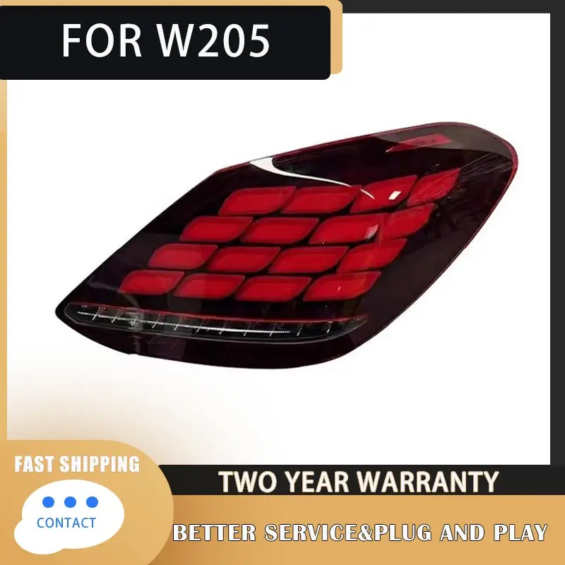 Car Accessories for Mercedes W205 Tail Light 2014-2021 Benz C180 C200 C300 Taillight DRL+Brake+Turn Signal+Reversing+Fog