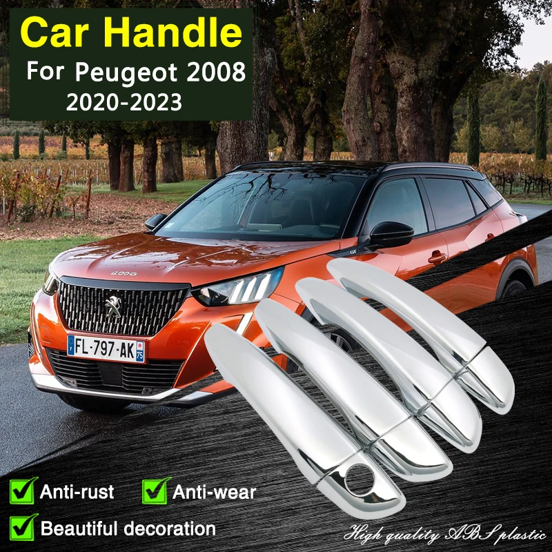 

for Peugeot 2008 MK2 P24 2020 2021 2022 2023 Chrome Door Handle Cover Car Accessories Sticker Rustproof Retrofit Protective Film