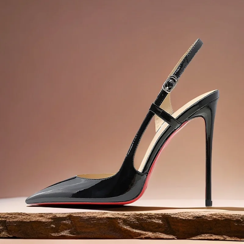 Loook Store 2026 New Side Leakage Hollowed Out Rear Strap Black and White Silver Mirror Sexy OL Temperament High Heels（35-46）
