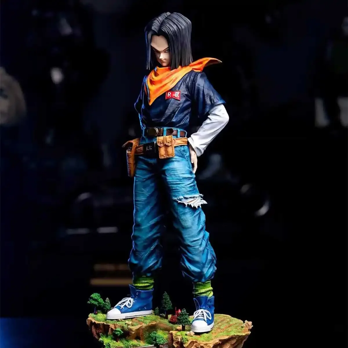 Dragon Ball Action Figure Hitam mutiara Android 17 Figure Android 18 Figurine Patung Desktop koleksi mainan dekorasi hadiah Natal