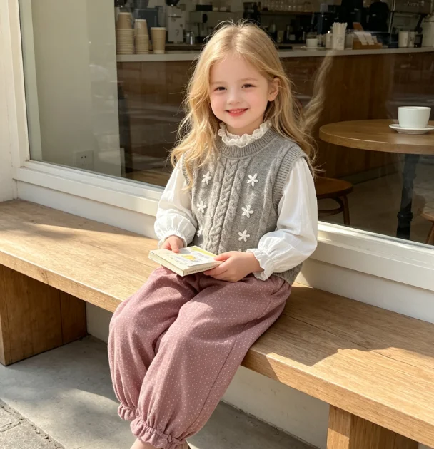 Girls Pants 2026 Spring and Autumn New Children's Clothing Korean Style Girl Baby Mori Is Loose Casual Broken Flower Bloomers