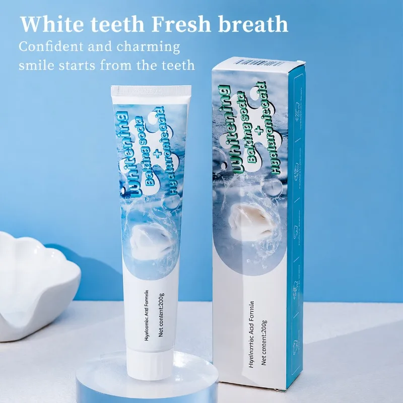 200g Baking Soda Toothpaste Dual Mint Essence Formula Yellow Stain Removal Paste Refreshing Oral Fragrance Deep  Teeth