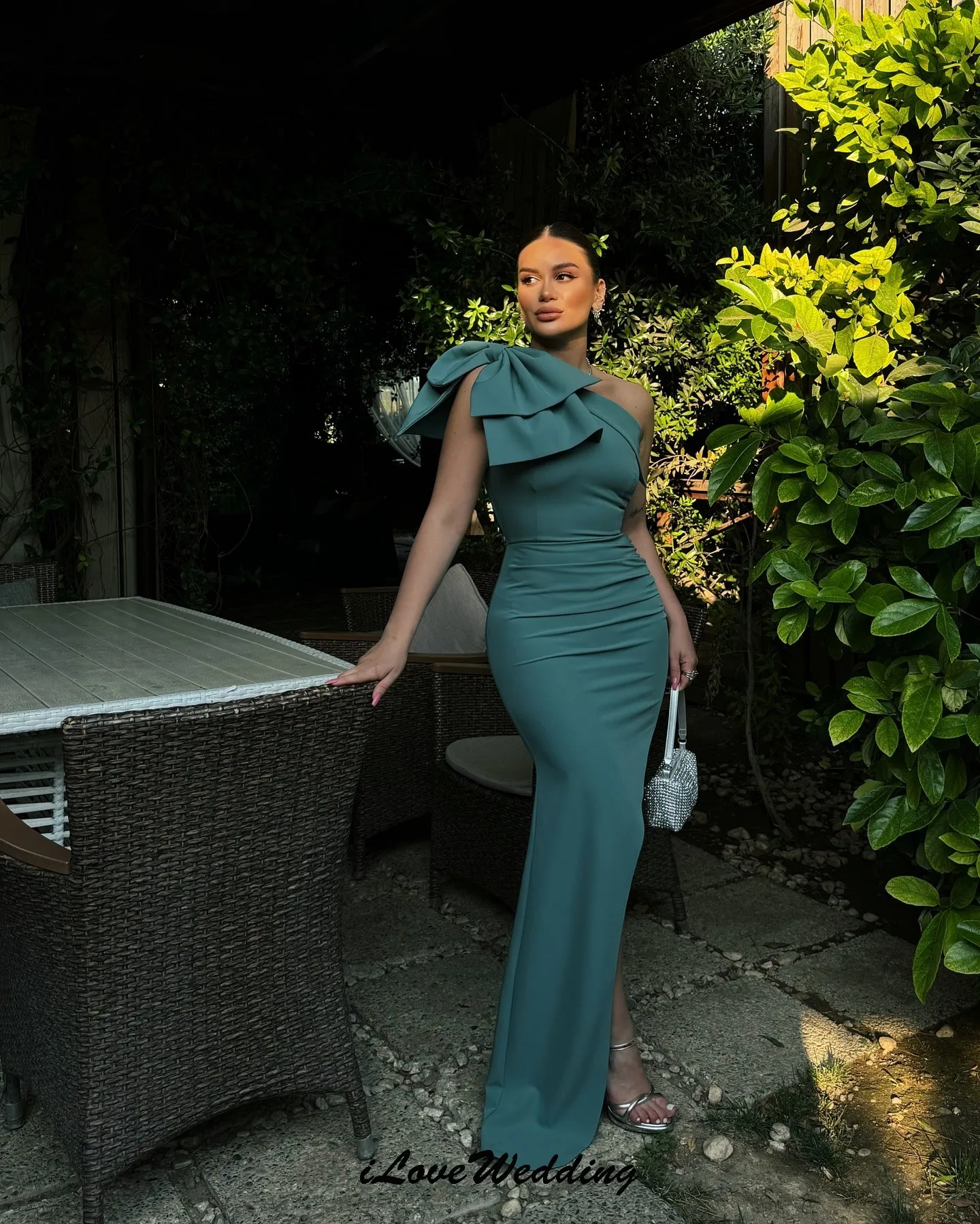 

Prom Dress 2024 Viridis Wedding Party Dress For Woman Satin Elegant Evening Dresses Bow One Shoulder Mermaid Formal Customized
