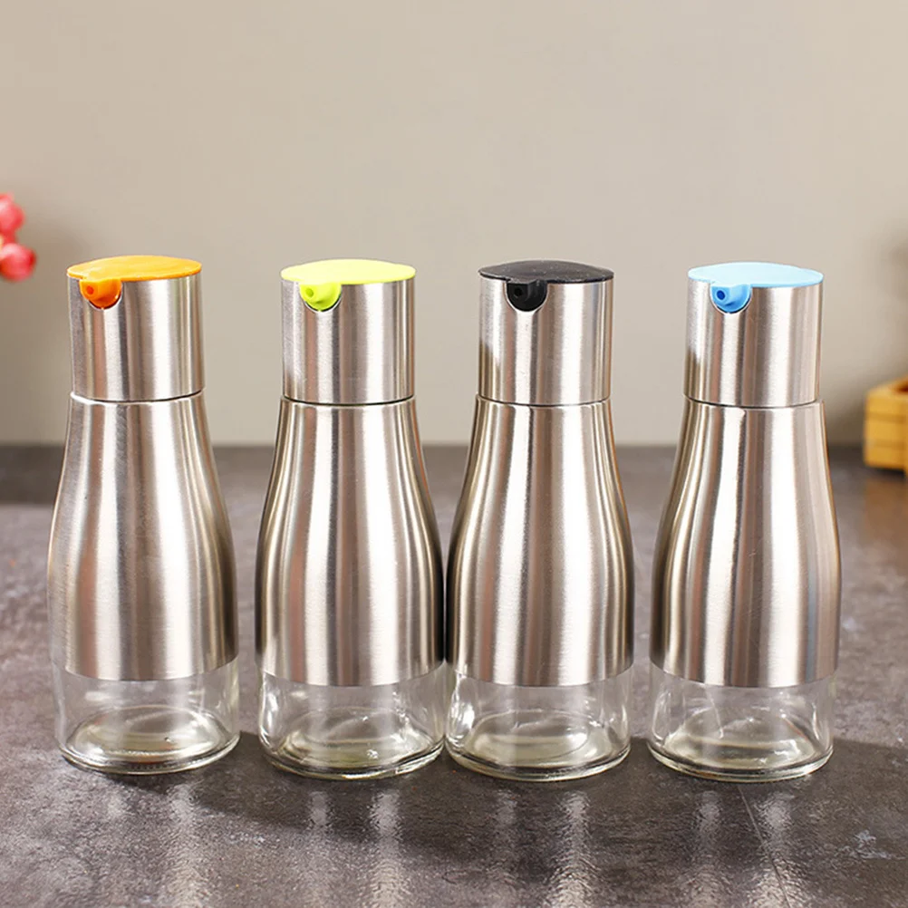 

Stainless Steel Oil Dispenser Glass Bottle Polished Anti- for Kitchen Vinegar Soy Sauce Olive Oil Container Cooking