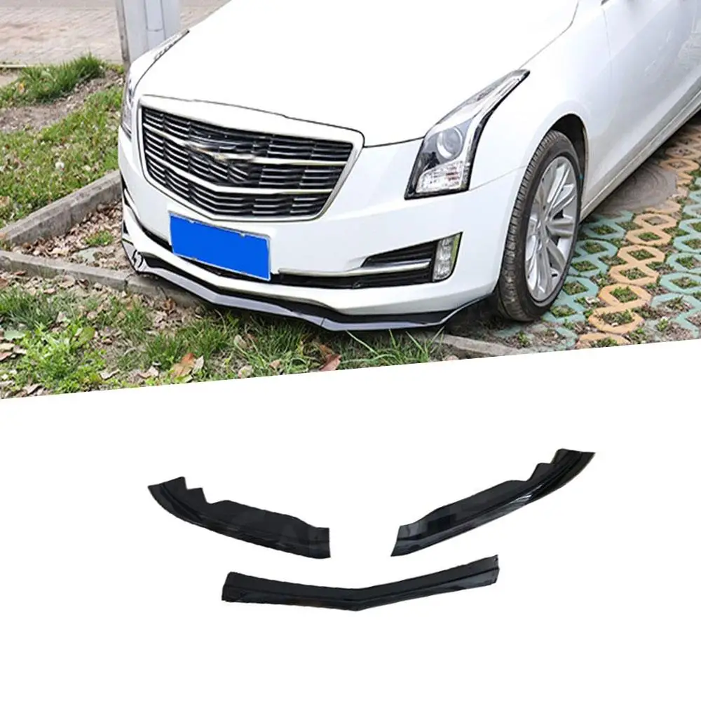 

3PCS ABS Front Lip Spoiler Cover Trim for Cadillac ATS 2015-2018 Black Front Bumper Exterior Modify Accessories Carbon Fiber