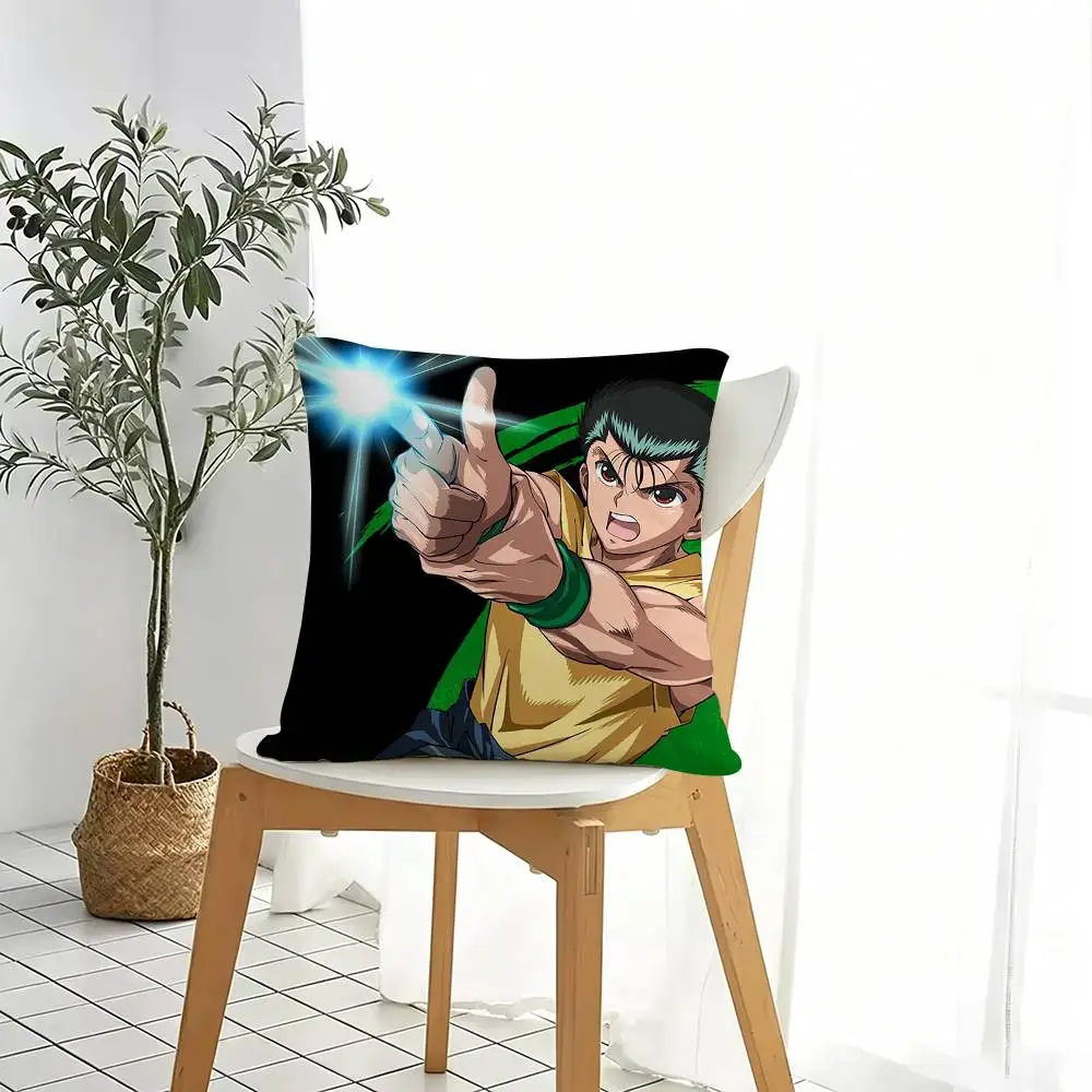 YuYu Hakusho Anime Cartoon  Square Double-Sided printed Pillow Case Bedroom Bedside Pillow Sofa Cushion Cover Gift