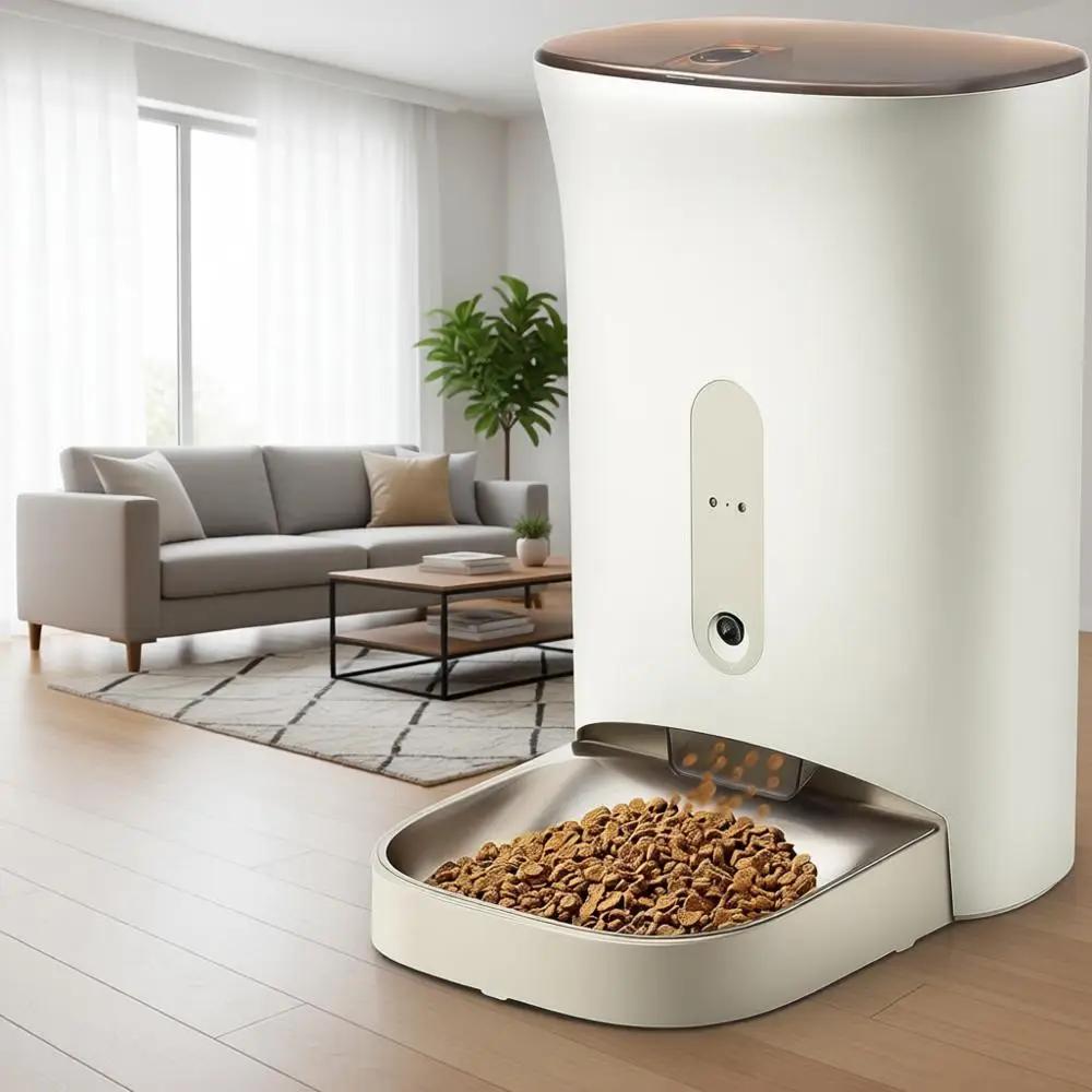 

Дозатор корма для животных с управлением через приложение, 2K HD-камерой, 5G, ночным видением, видеонаблюдением в реальном времени и двусторонней аудиосвязью, съемный для легкой очистки